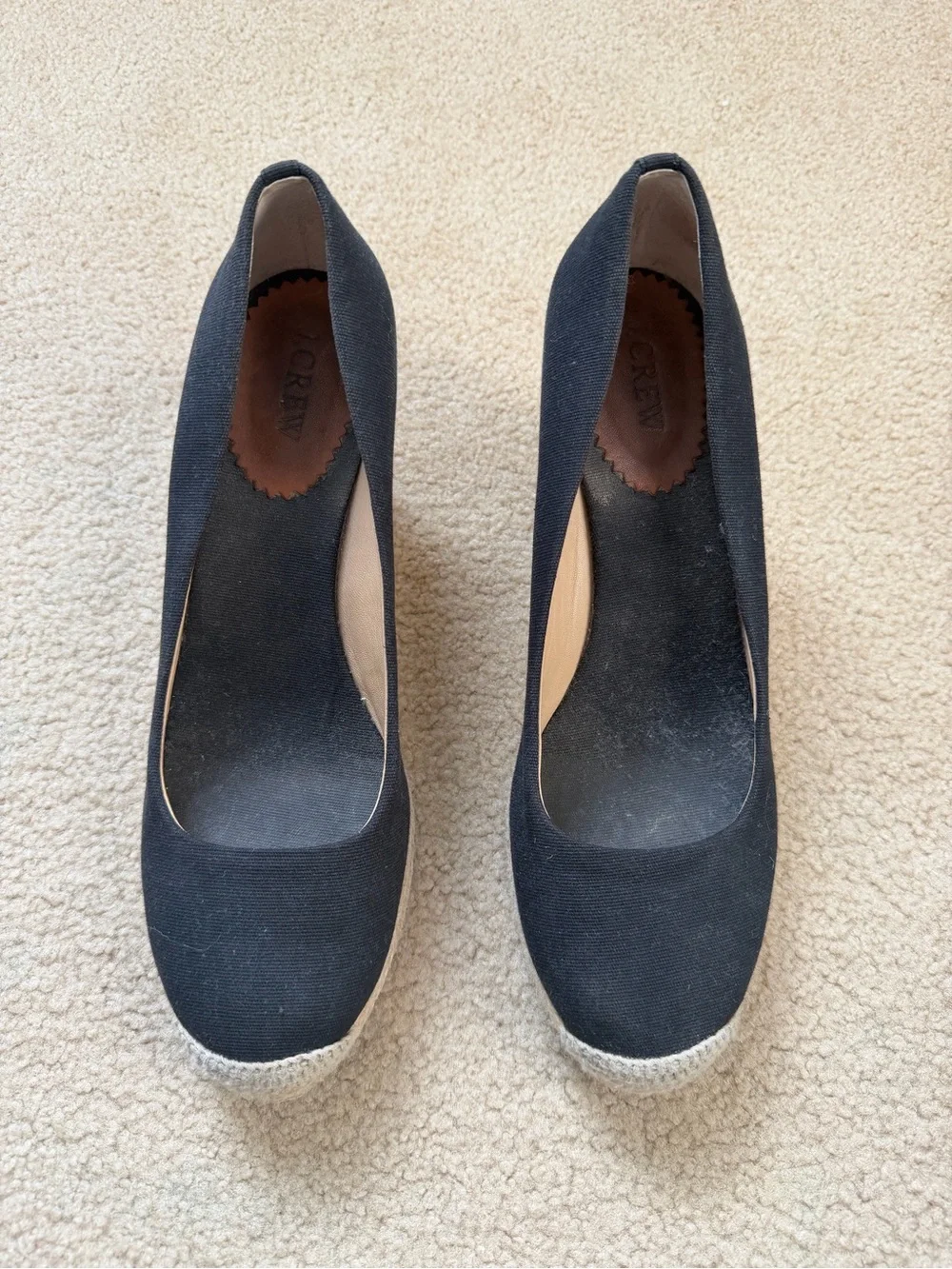 J.Crew Black Canvas Espadrille Wedge Pumps | Size 11